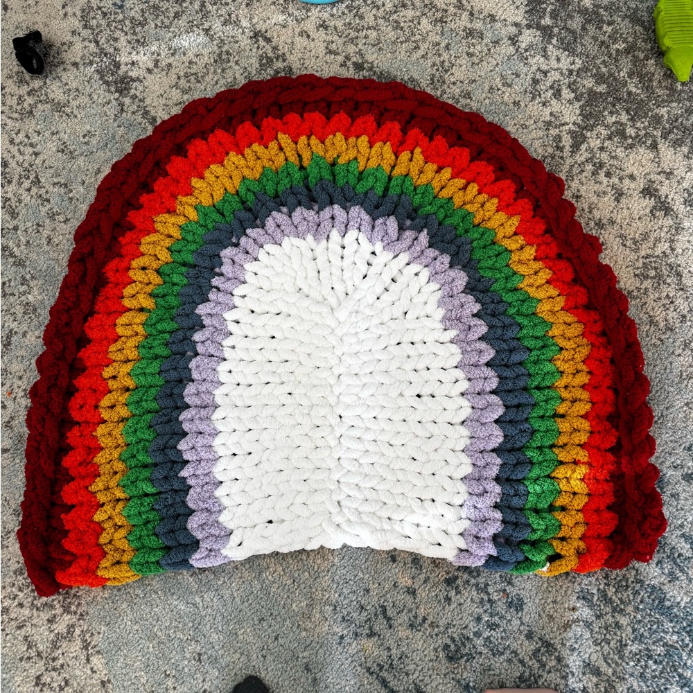 Colorful Rainbow Knit Kids Playmat/rug